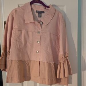 Kate & Mallory Light Pink Ruffled Sleeve Jacket